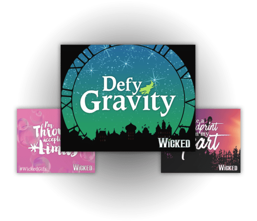 Sample GIFs With the Text "Defy Gravity."
