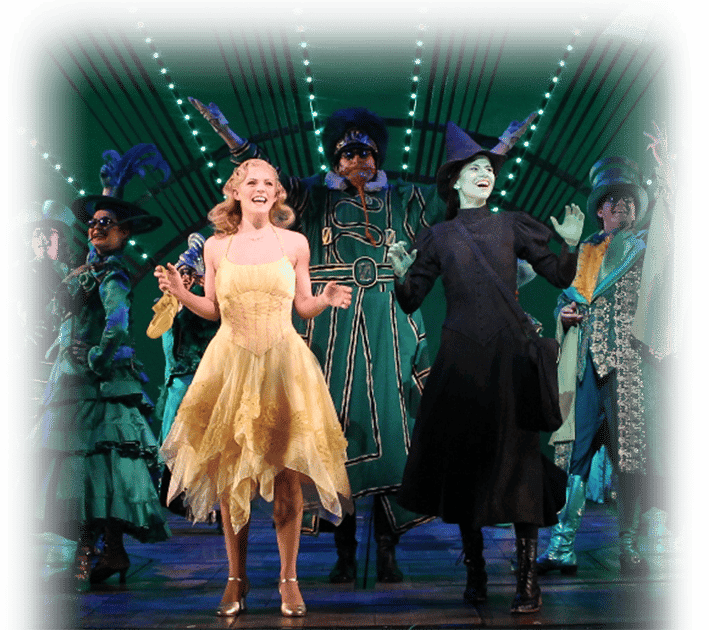 Glinda and Elphaba Smiling in the Emerald Center