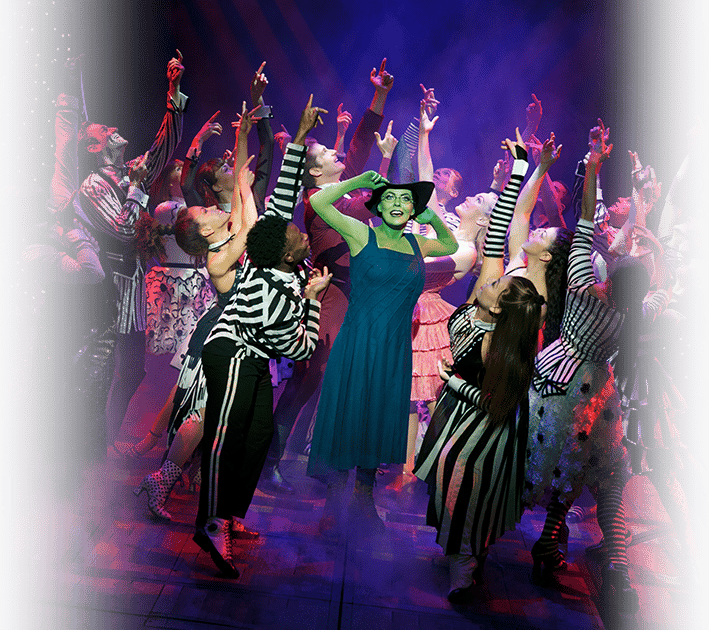 Elphaba Adjusting Her Hat Surrounded by Dancing Ensemble Members